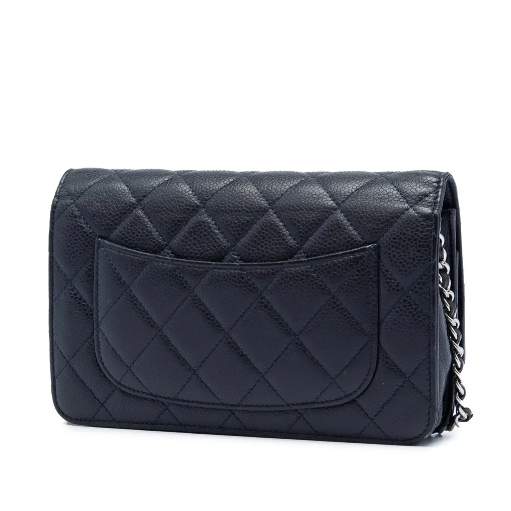 Chanel CC Quilted Caviar Wallet on Chain Black Leather Very good - Back View