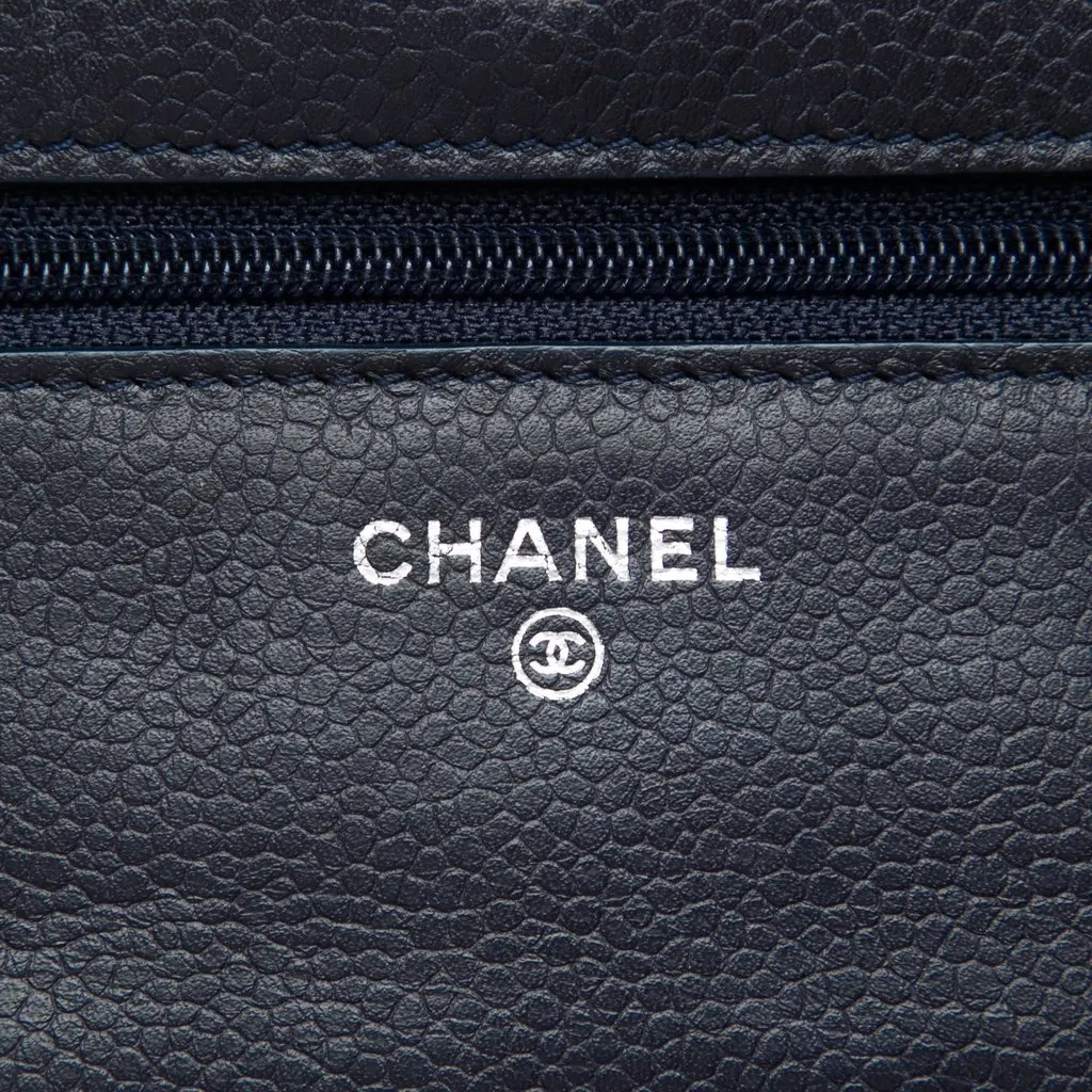 Chanel CC Quilted Caviar Wallet on Chain Black Leather Very good - Box View