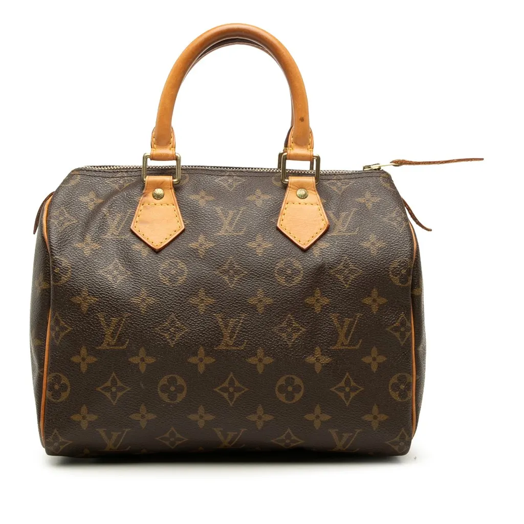Louis Vuitton Monogram Speedy 25 Brown Canvas Good - Front View