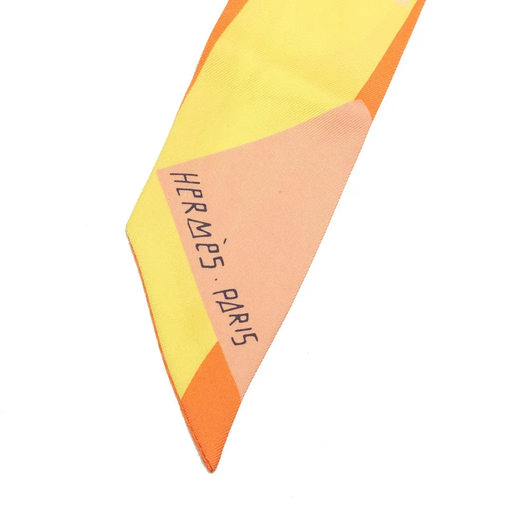 Hermès Sea Surf and Fun Silk Twilly Scarf Orange Silk Good - Back View