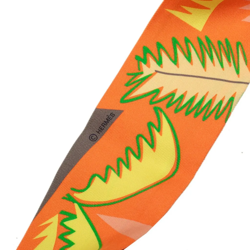 Hermès Sea Surf and Fun Silk Twilly Scarf Orange Silk Good - Model View