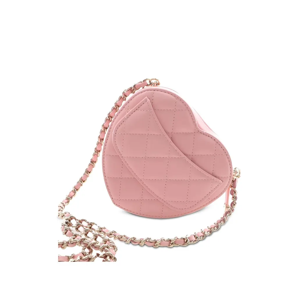 Chanel Mini Lambskin CC in Love Heart Crossbody Pink Leather Very good - Back View