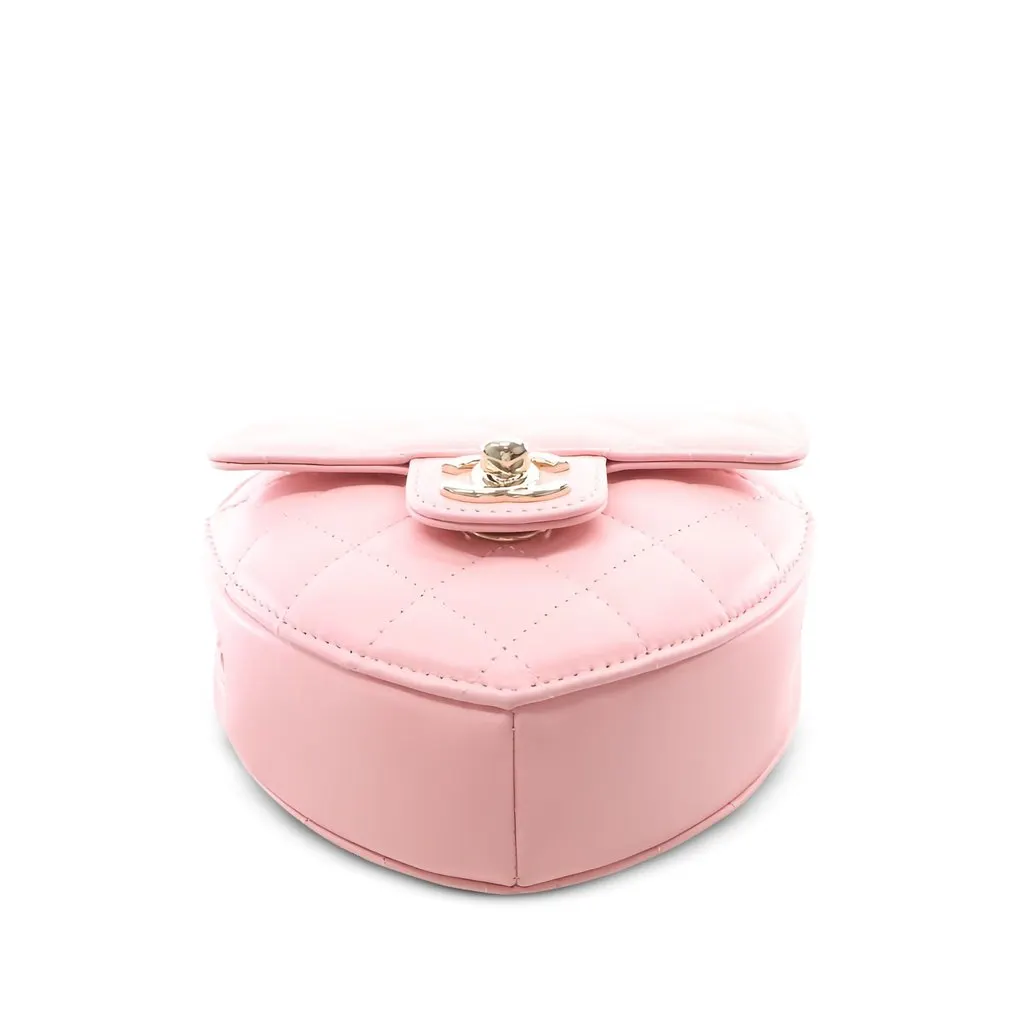 Chanel Mini Lambskin CC in Love Heart Crossbody Pink Leather Very good - Inside View