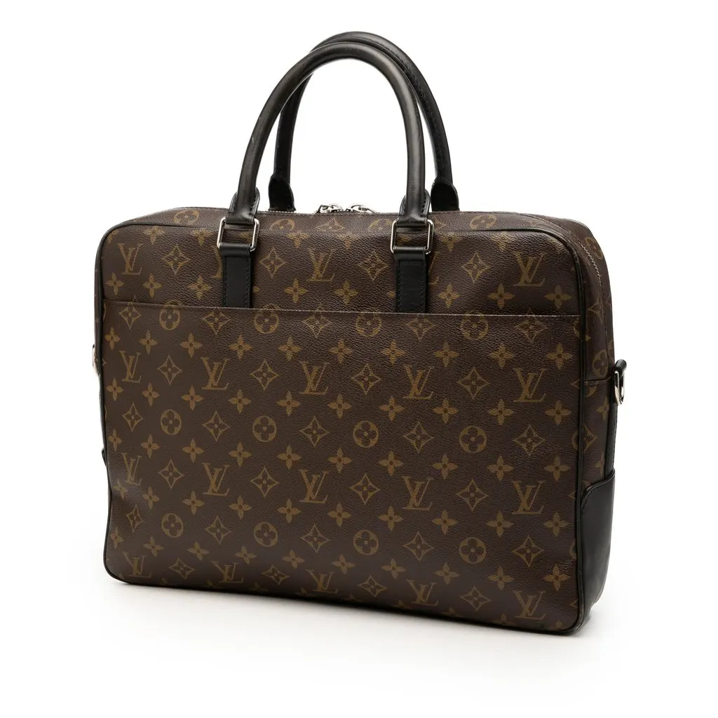 Louis Vuitton Monogram Macassar Soft Briefcase Brown Canvas Good - Back View