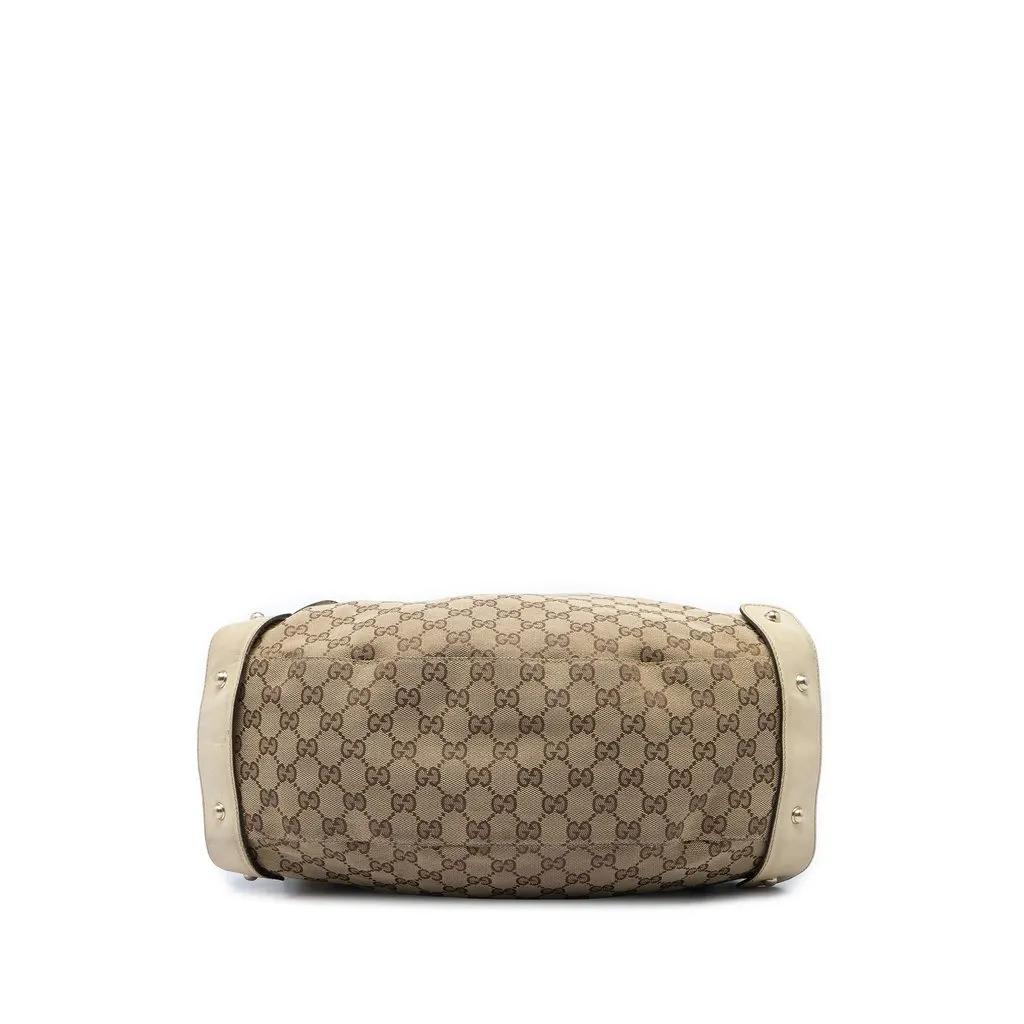 Gucci GG Canvas Horsebit Pelham Shoulder Bag Beige Canvas Good - Inside View