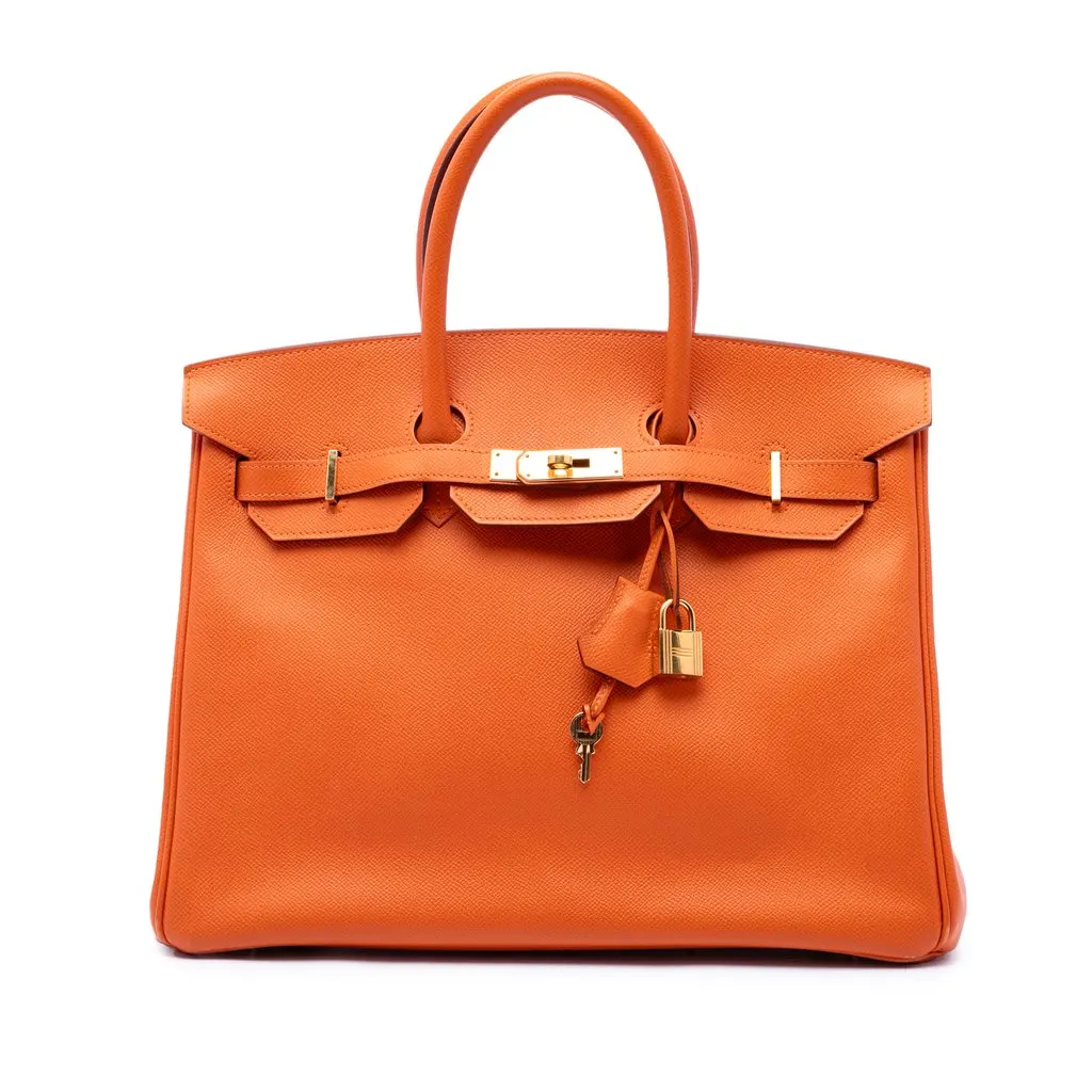 Hermès Epsom Birkin Retourne 35 Orange Leather Very good - Front View