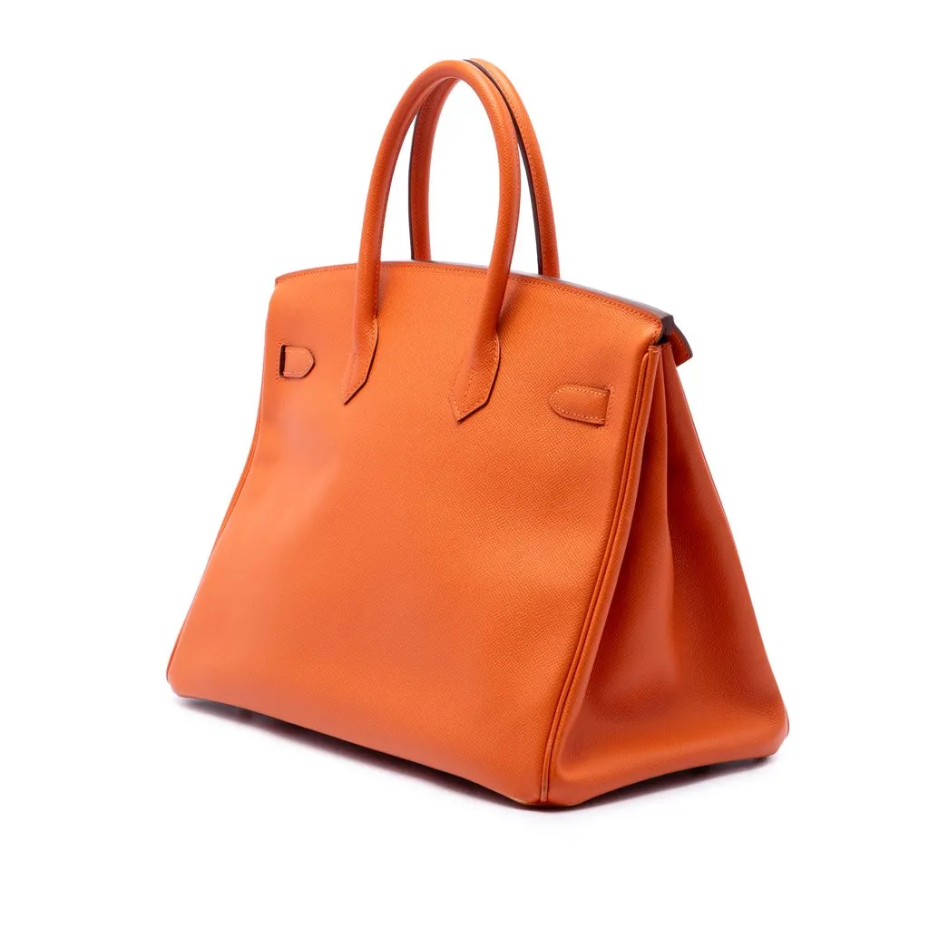 Hermès Epsom Birkin Retourne 35 Orange Leather Very good - Back View