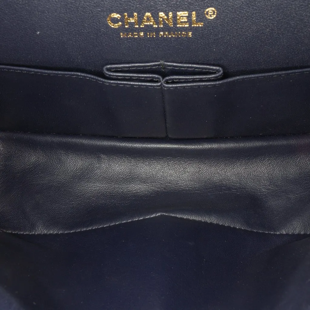 Chanel Reissue 2.55 Quilted Suede Double Flap 225 Blue Leather Very good - Model View