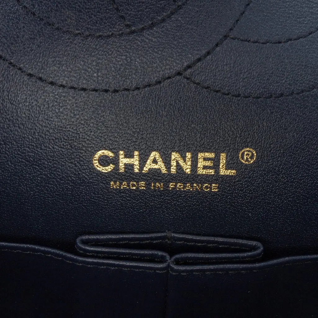 Chanel Reissue 2.55 Quilted Suede Double Flap 225 Blue Leather Very good - Box View
