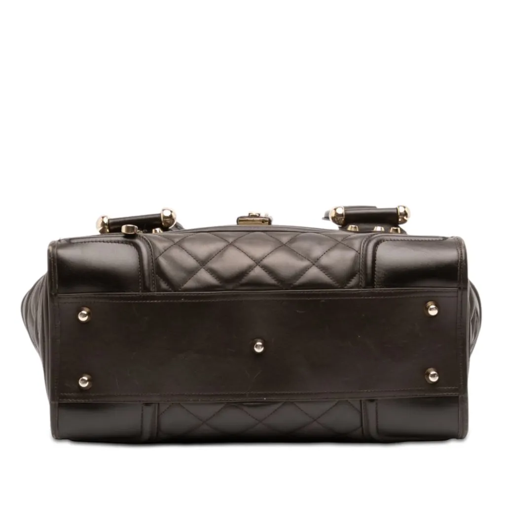 Burberry Large Quilted Leather Manor Handbag Brown Leather Very good - Inside View