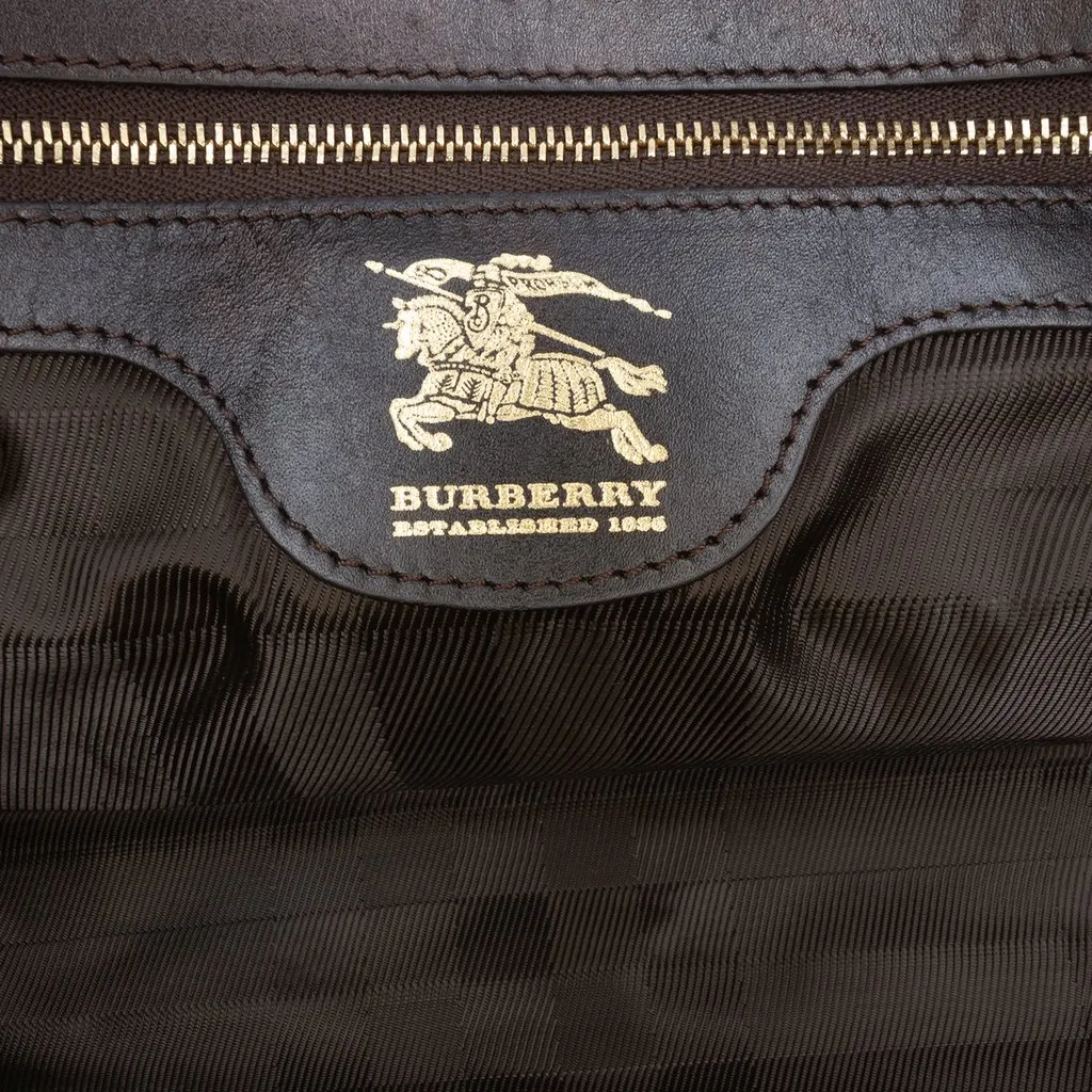 Burberry Large Quilted Leather Manor Handbag Brown Leather Very good - Box View