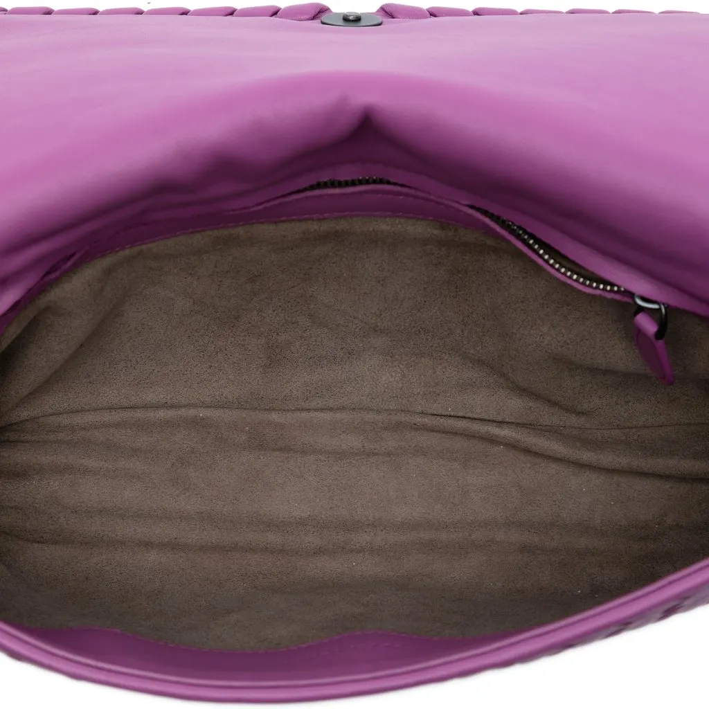 Bottega Veneta Nappa Intrecciato Dahlia Clutch Crossbody Purple Leather Very good - Model View