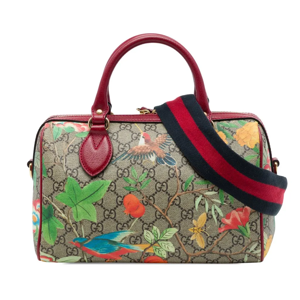 Gucci Small GG Supreme Tian Boston Bag Beige Canvas Very good - Front View