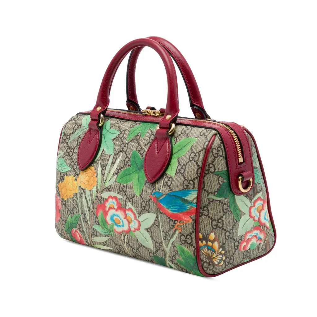 Gucci Small GG Supreme Tian Boston Bag Beige Canvas Very good - Back View