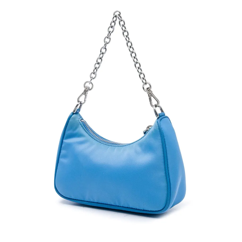 Prada Mini Saffiano Trimmed Tessuto Re Edition 2005 Satchel Blue Very good - Back View