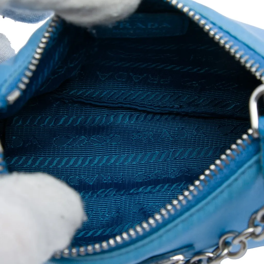 Prada Mini Saffiano Trimmed Tessuto Re Edition 2005 Satchel Blue Very good - Model View