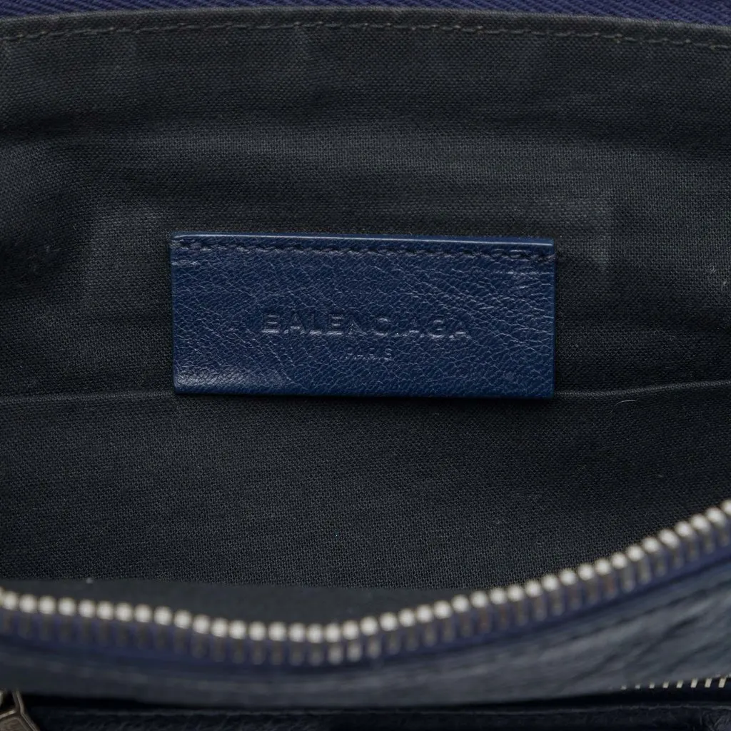 Balenciaga Lambskin Motocross Giant 12 Zip Around Flat Clutch Blue Leather Very good - Box View