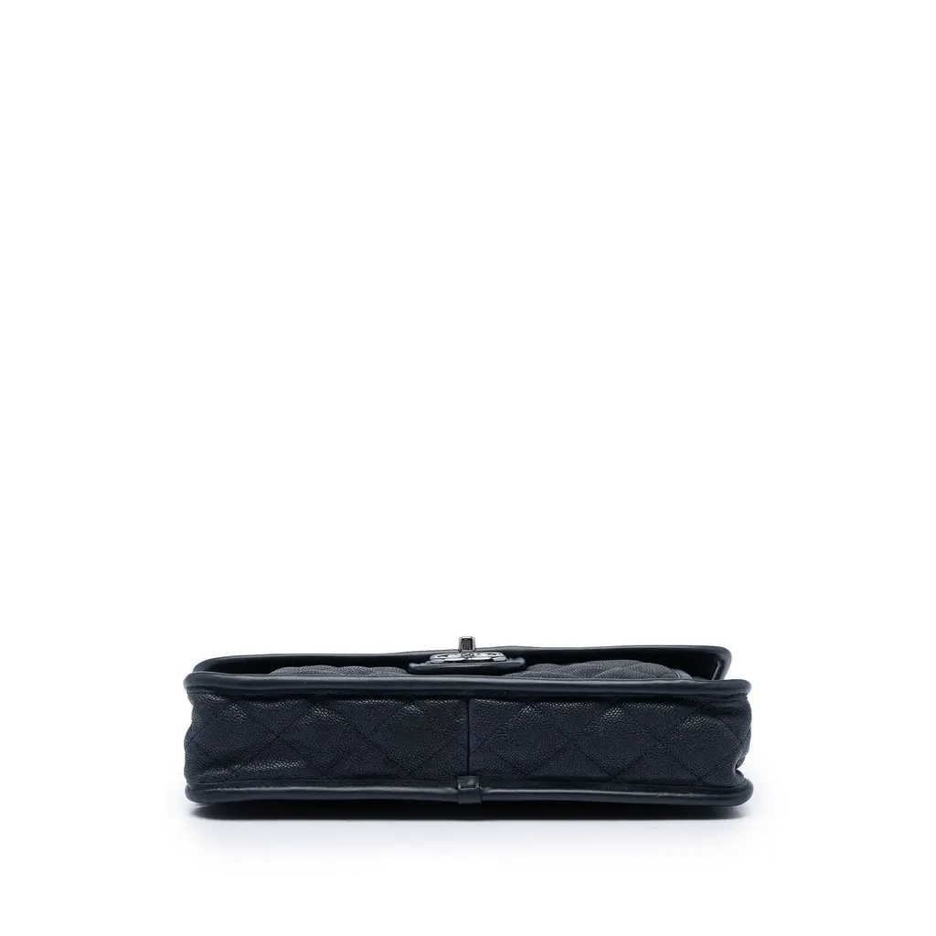 Chanel Medium Quilted Caviar French Riviera Flap Blue Leather Very good - Inside View