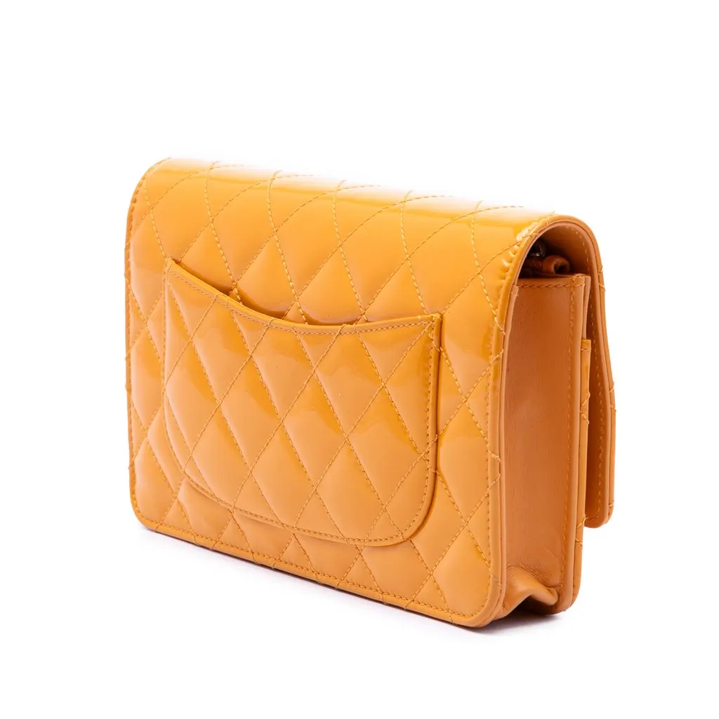 Chanel Quilted Patent Reissue 2.55 Wallet On Chain Yellow Leather Very good - Back View