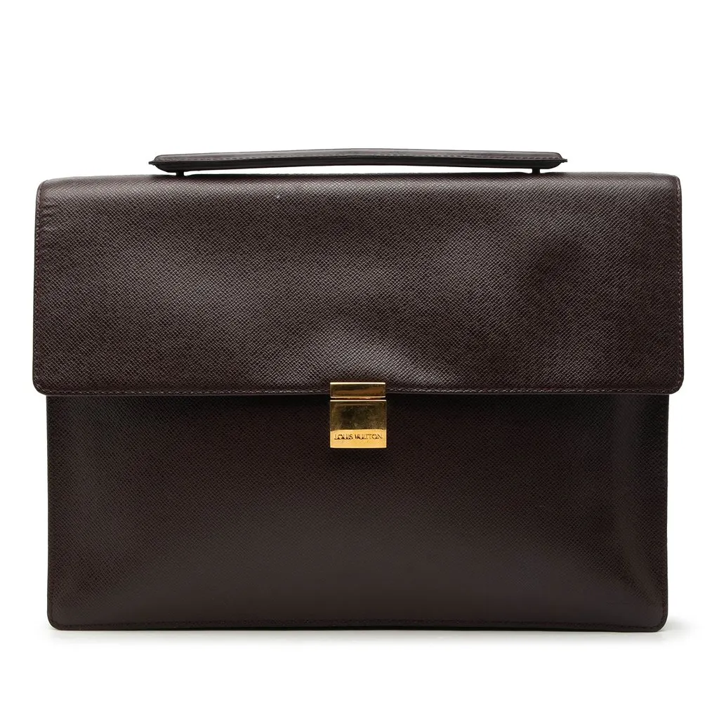 Louis Vuitton Taiga Porte Documents Angara Brown Leather Very good - Front View