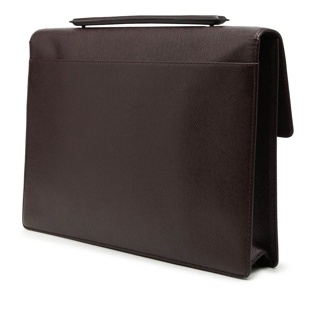 Louis Vuitton Taiga Porte Documents Angara Brown Leather Very good - Back View