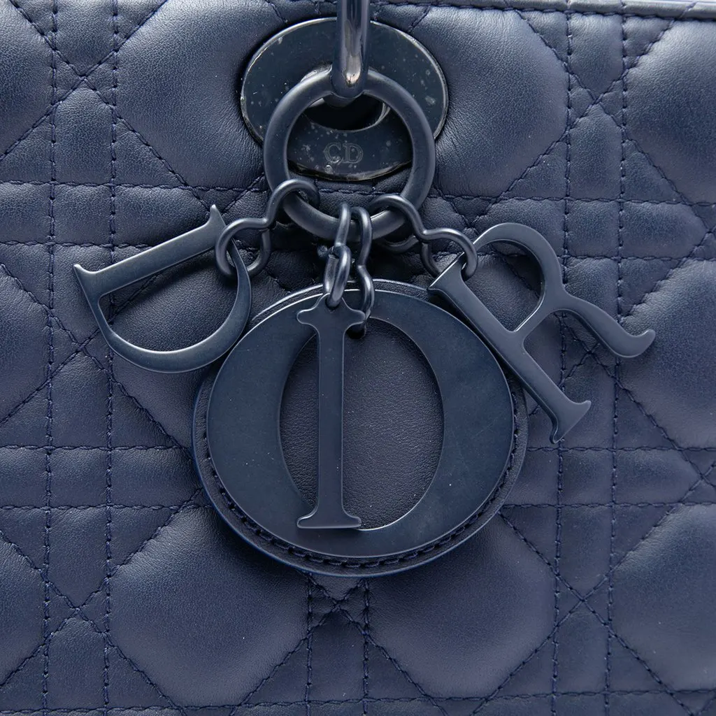Dior Large Ultra Matte Calfskin Cannage Lady Dior Blue Leather Good - Box View