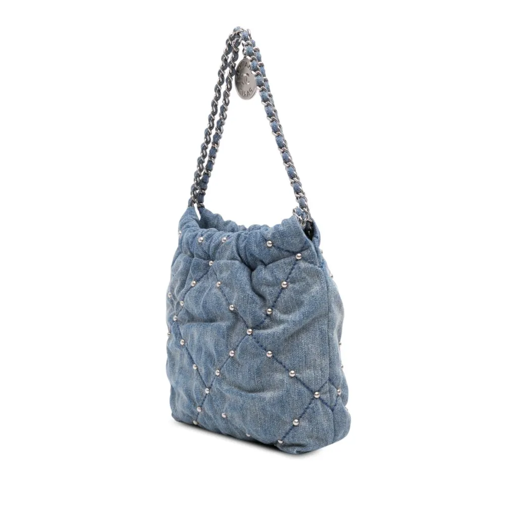 Chanel Mini Denim Studded 22 Handbag Blue Very good - Back View