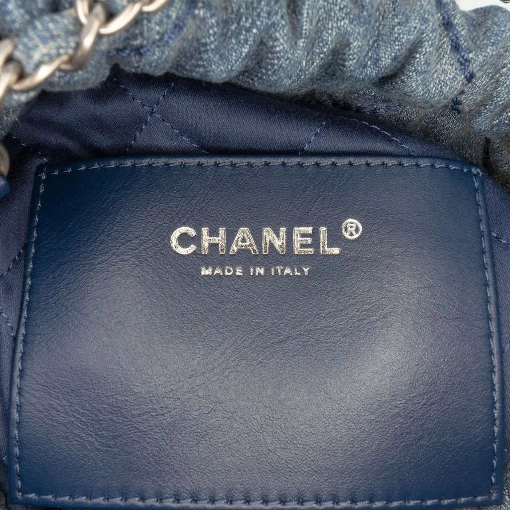 Chanel Mini Denim Studded 22 Handbag Blue Very good - Box View