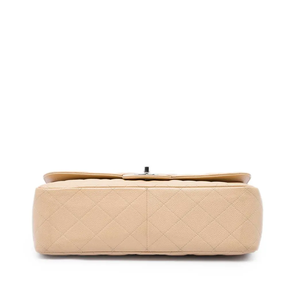 Chanel Jumbo Classic Caviar Double Flap Beige Leather Good - Inside View