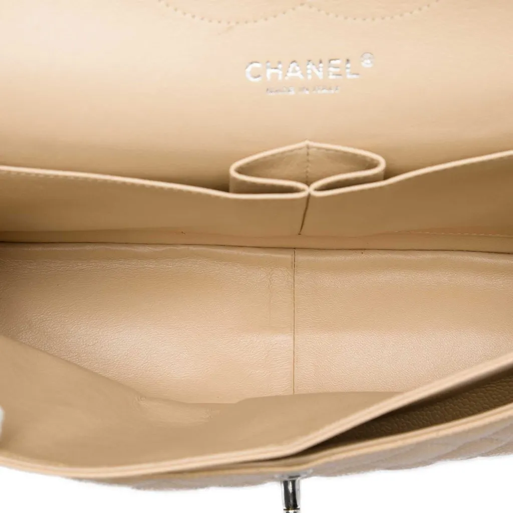 Chanel Jumbo Classic Caviar Double Flap Beige Leather Good - Model View
