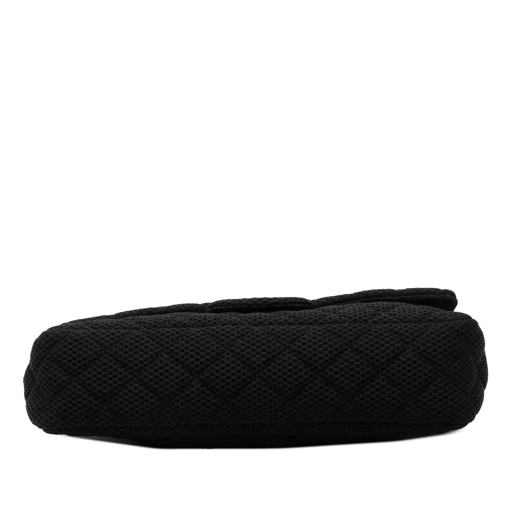 Chanel Medium Quilted Perforated Jersey Single Flap Black Cotton Very good - Inside View
