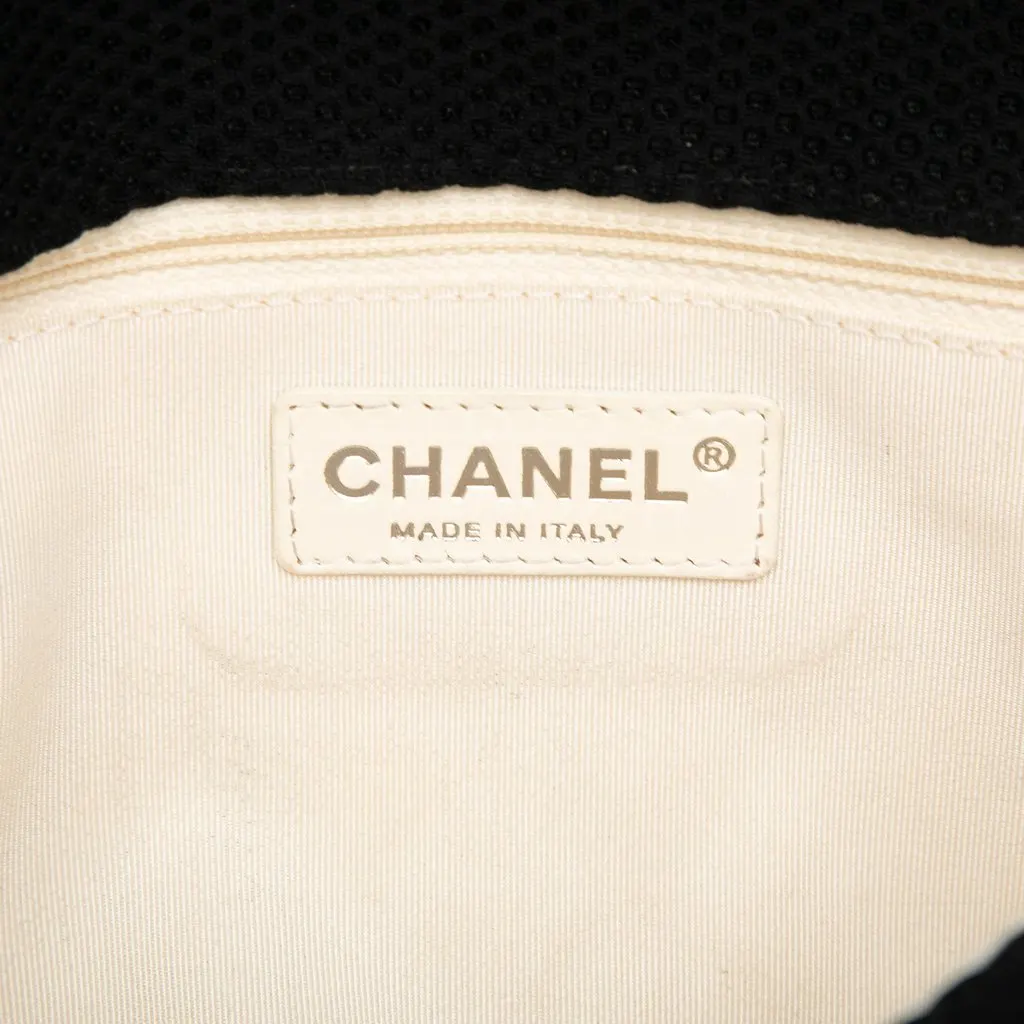 Chanel Medium Quilted Perforated Jersey Single Flap Black Cotton Very good - Box View