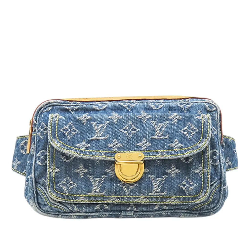 Louis Vuitton Monogram Denim Bum Bag Blue Very good - Front View