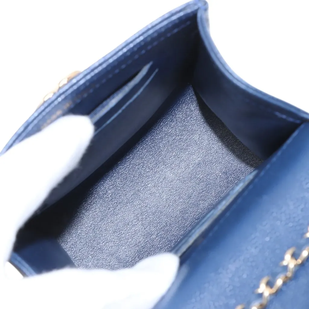 Chanel Quilted Caviar Golden Class Phone Holder Blue Leather Very good - Inside View