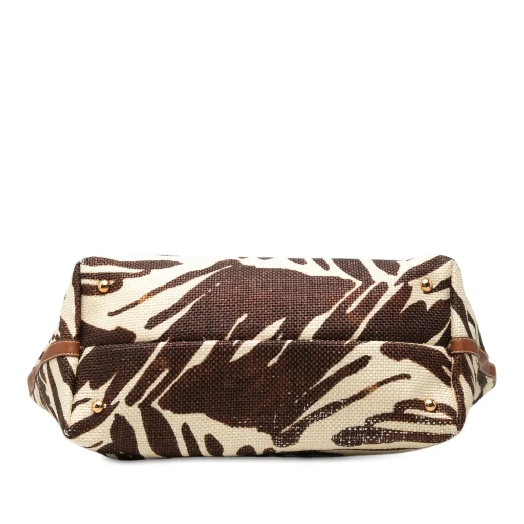 Salvatore Ferragamo Zebra Printed Straw Shopper Tote Brown Rattan Very good - Inside View