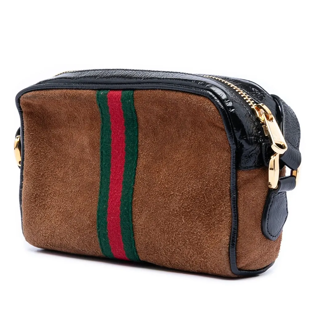 Gucci Mini Suede Web Ophidia Crossbody Brown Leather Very good - Back View