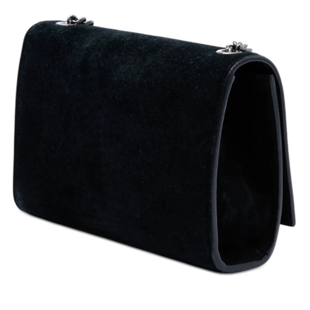 Saint Laurent Small Suede Monogram Stone Studded Kate Crossbody Black Leather Very good - Back View