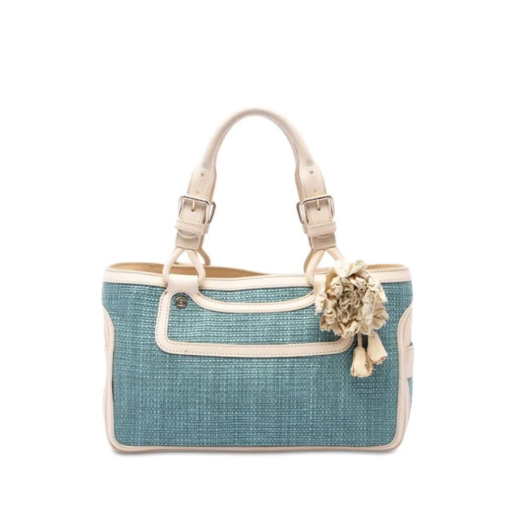 Celine Raffia Boogie Handbag Blue Very good - Front View