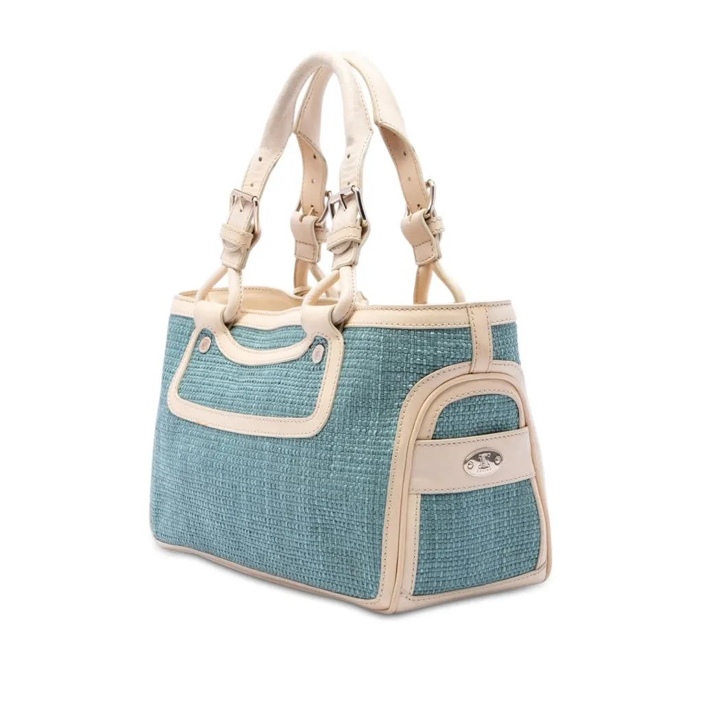 Celine Raffia Boogie Handbag Blue Very good - Back View