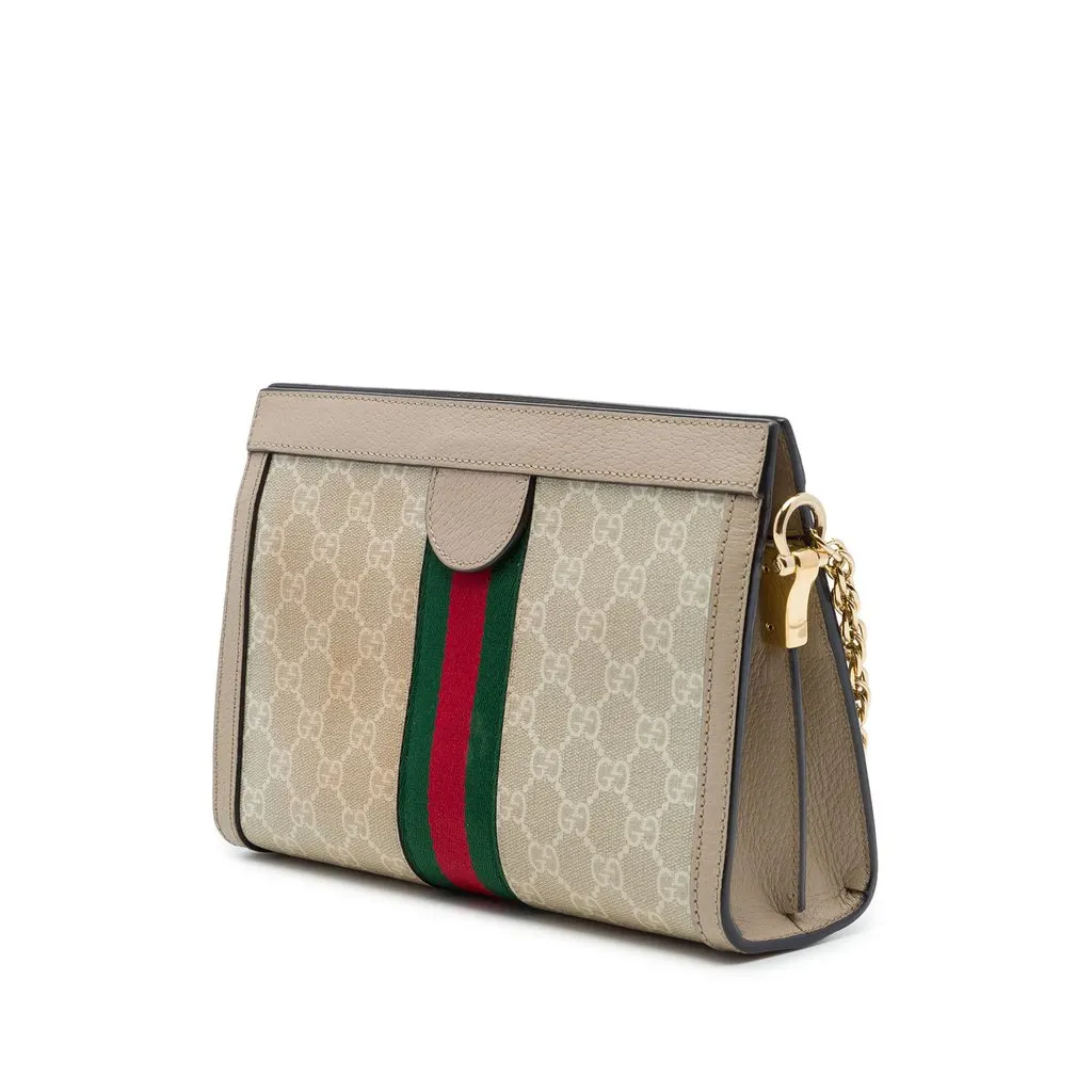 Gucci Small GG Supreme Web Ophidia Chain Crossbody Brown Canvas Very good - Back View