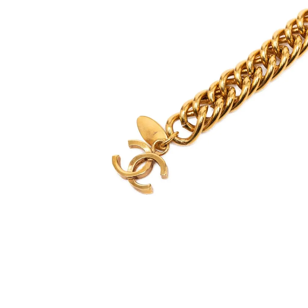Chanel CC Gold Plated Double Lion Sunburst Chain Link Belt Gold Metal Very good - Inside View