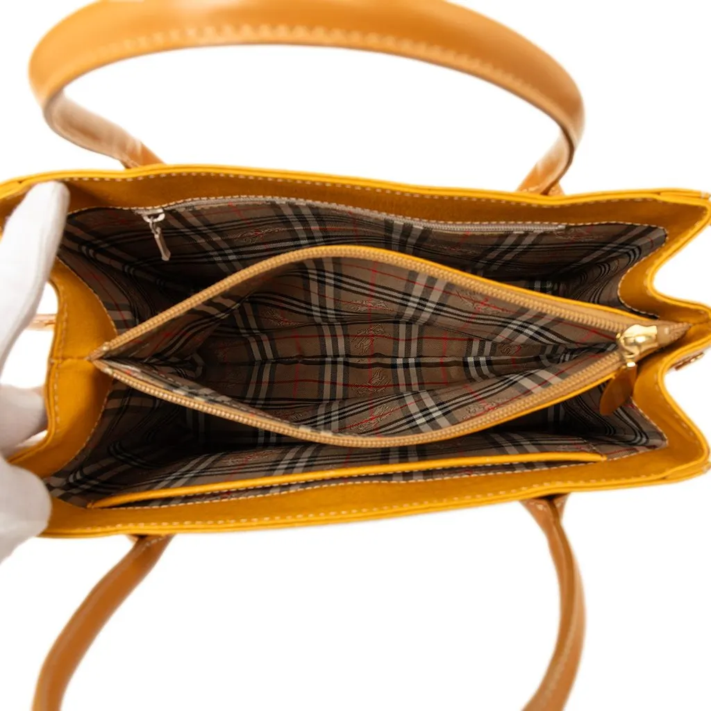 Burberry Leather Handbag Yellow Leather Very good - Model View