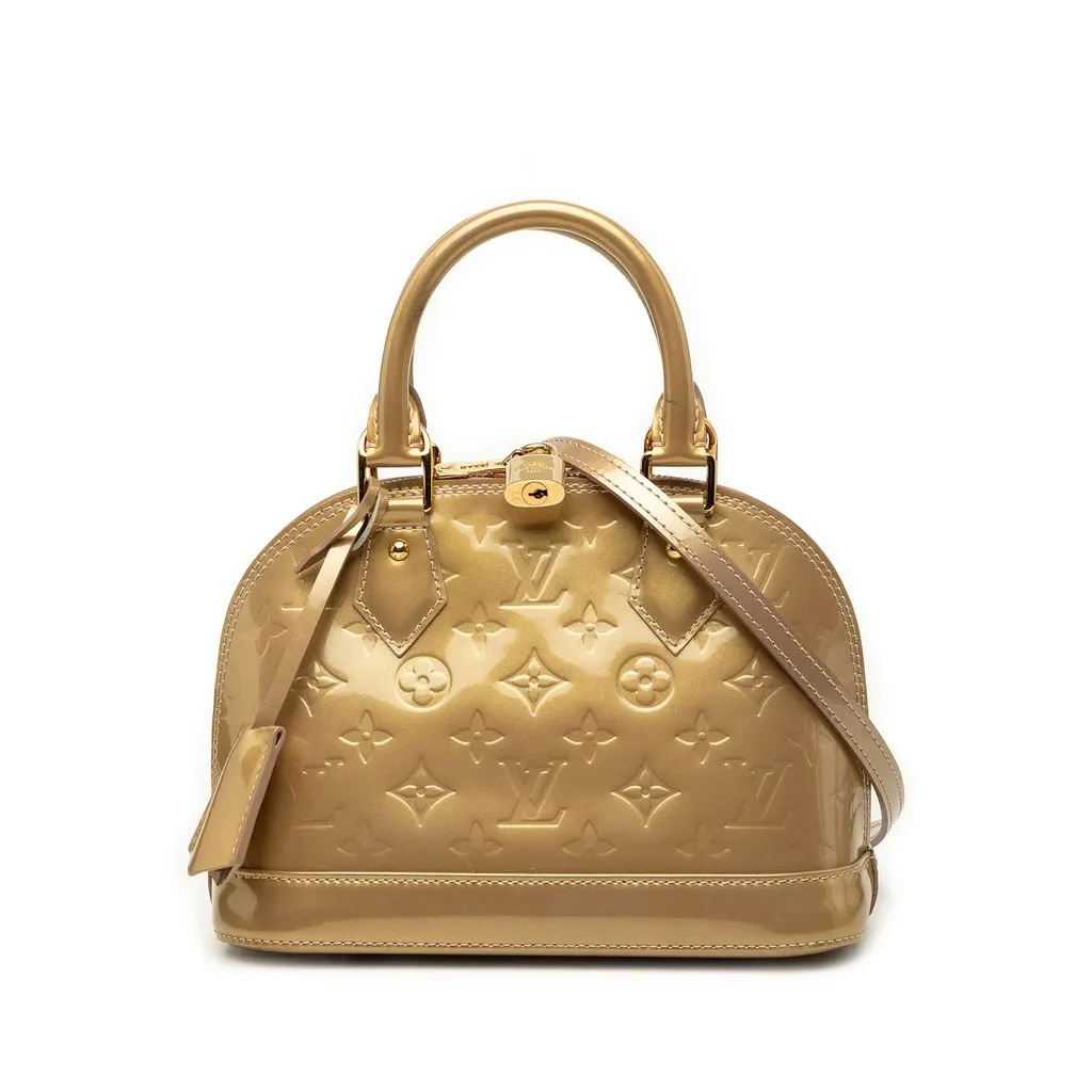 Louis Vuitton Monogram Vernis Alma BB Gold Leather Very good - Front View