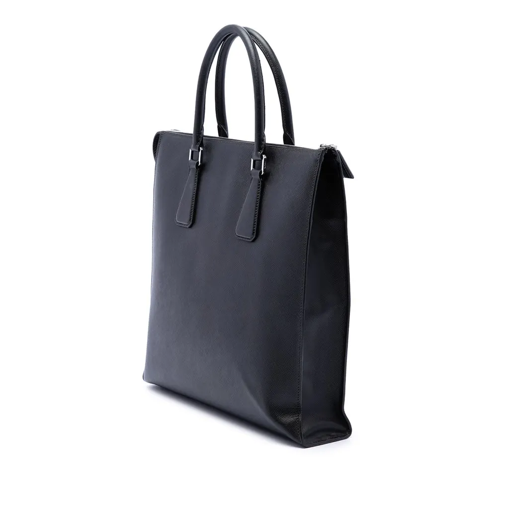 Prada Saffiano North South Tote Black Leather Very good - Back View