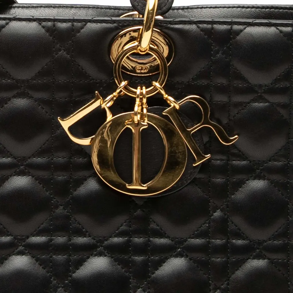Dior Large Lambskin Cannage Lady Dior Black Leather Very good - Box View