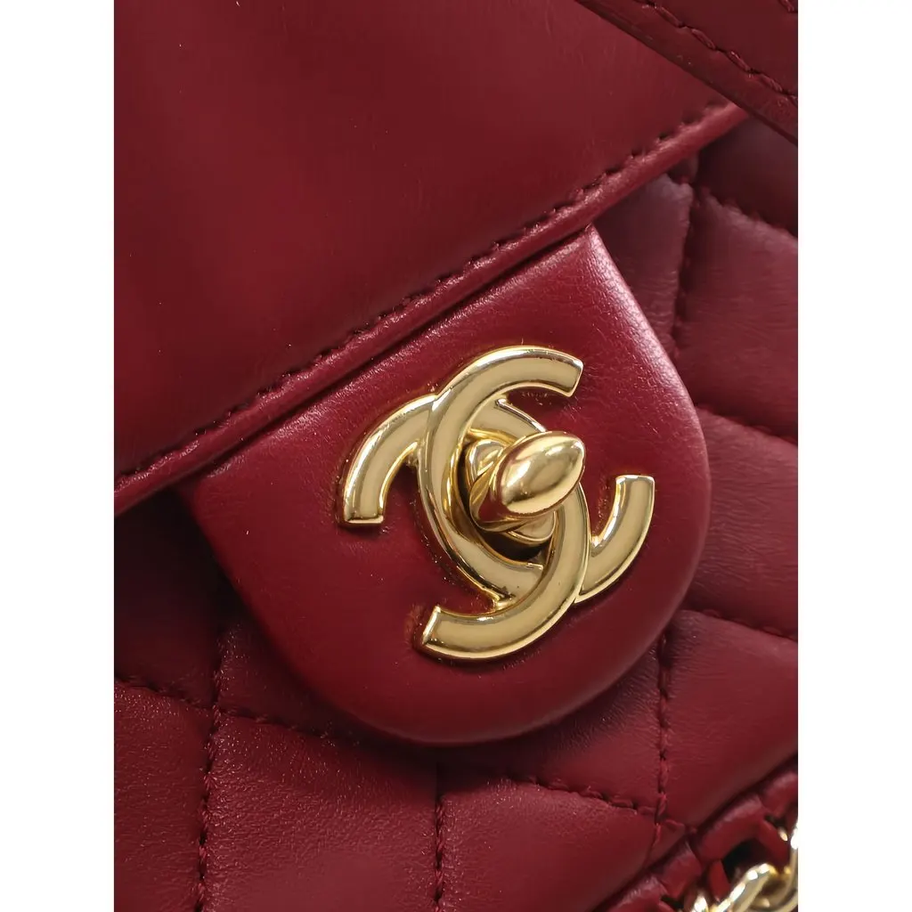 Chanel Small Quilted Lambskin CC Unchained Flap Red Leather Very good - Box View