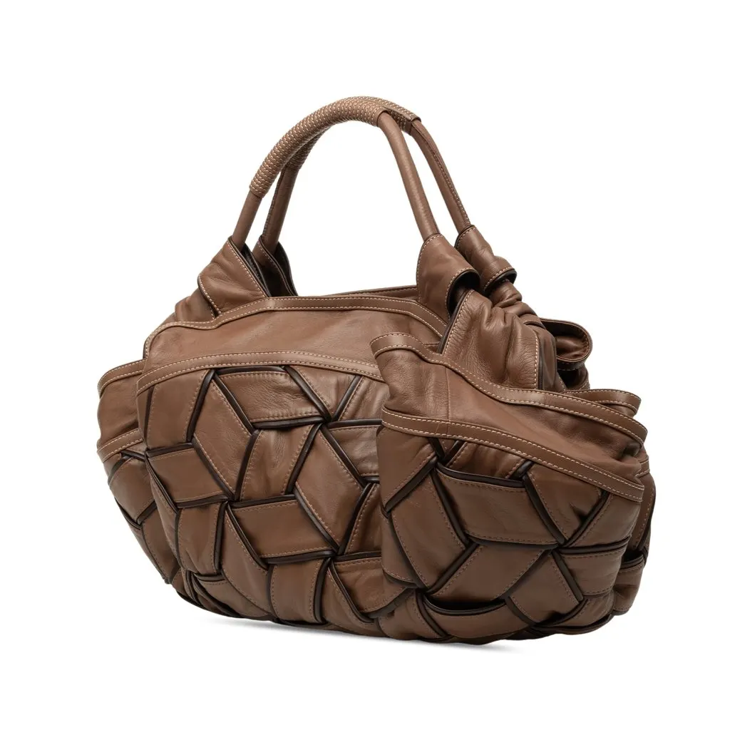 LOEWE Special Edition Woven Nappa Aire Brown Leather Very good - Back View