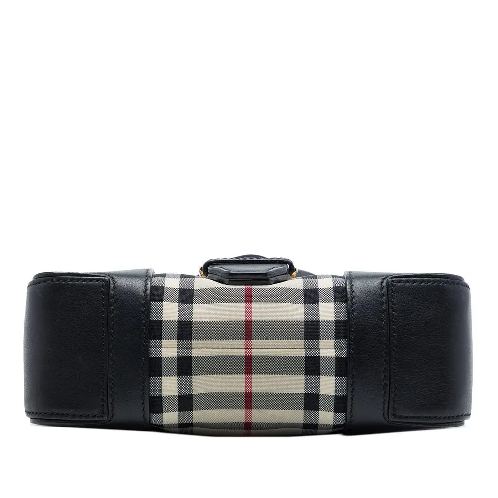Burberry Small Haymarket Check Nylon and Leather Dickens Crossbody Black Leather Very good - Inside View