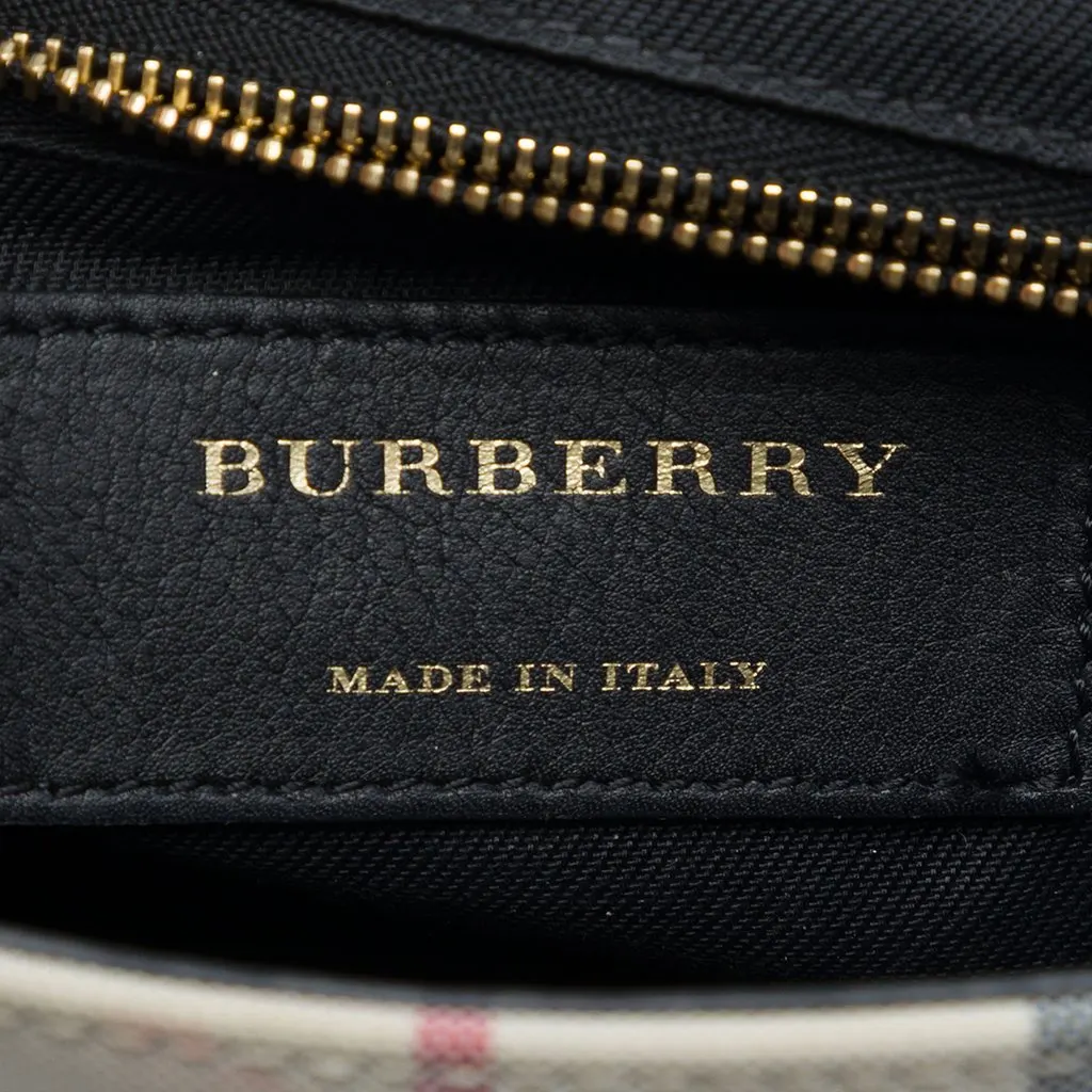 Burberry Small Haymarket Check Nylon and Leather Dickens Crossbody Black Leather Very good - Box View
