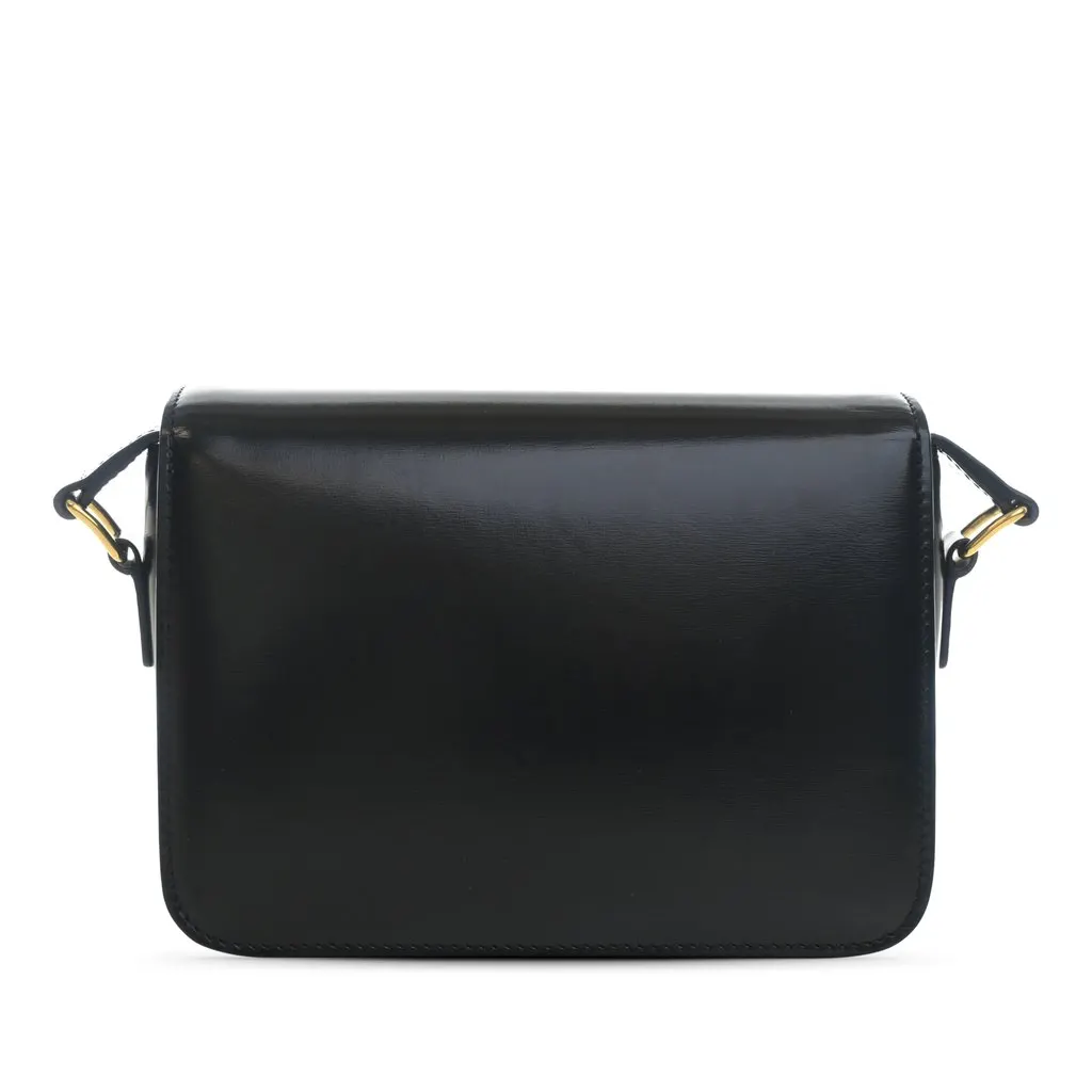 Celine Teen Shiny Calfskin Triomphe Crossbody Black Leather Very good - Back View